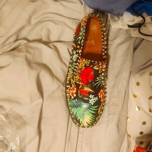Christian Louboutin mens floral spiked sneakers